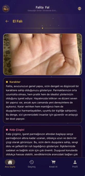 Falita Türkçe el falı sonucu ve avuç içi çizgilerinin yorumu