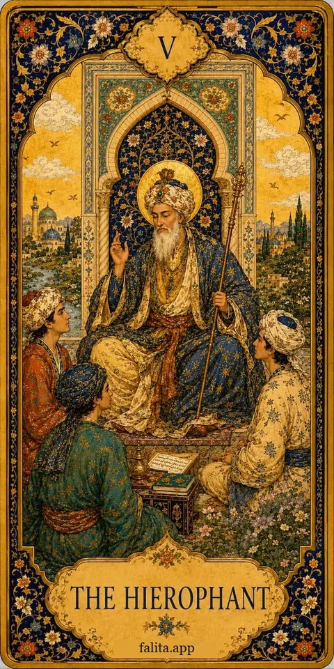 Falita AI tarot reading card meaning: الكاهن الأكبر