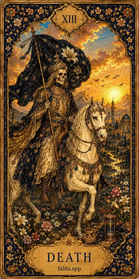 Falita AI tarot reading card meaning: الموت