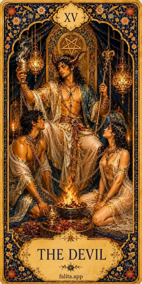 Falita AI tarot reading card meaning: الشيطان