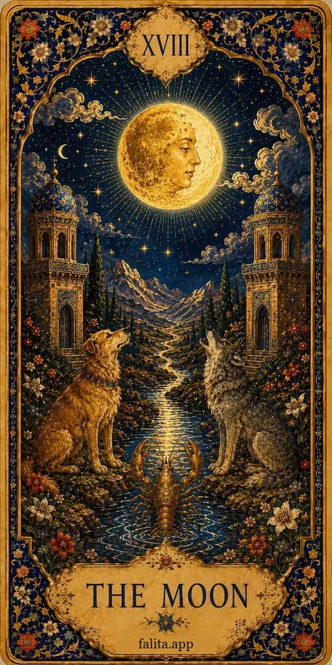 Falita AI tarot reading card meaning: القمر
