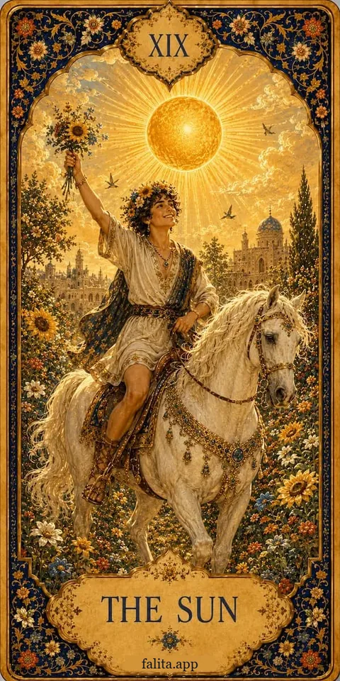 Falita AI tarot reading card meaning: الشمس